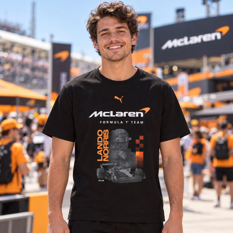 Tricou Lando Norris McLaren F1 – negru, ediție pentru fani – fotografie ilustrativă (AI)