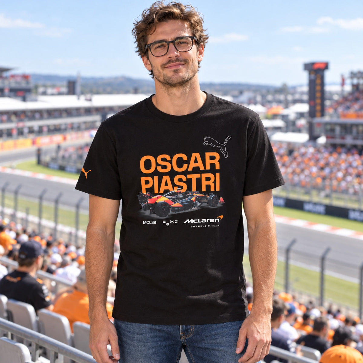 Tricou Oscar Piastri McLaren F1 – negru – ediție pentru fani – fotografie ilustrativă (AI)