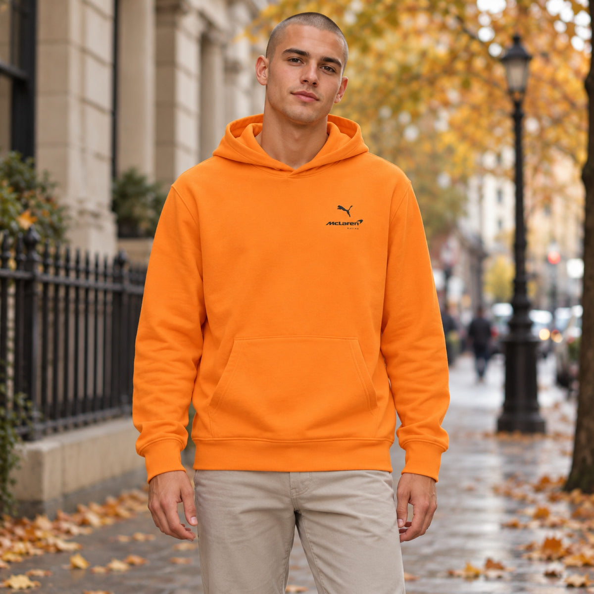 Hanorac McLaren F1 cu logo Puma – portocaliu – ediție casual – fotografie ilustrativă (AI)