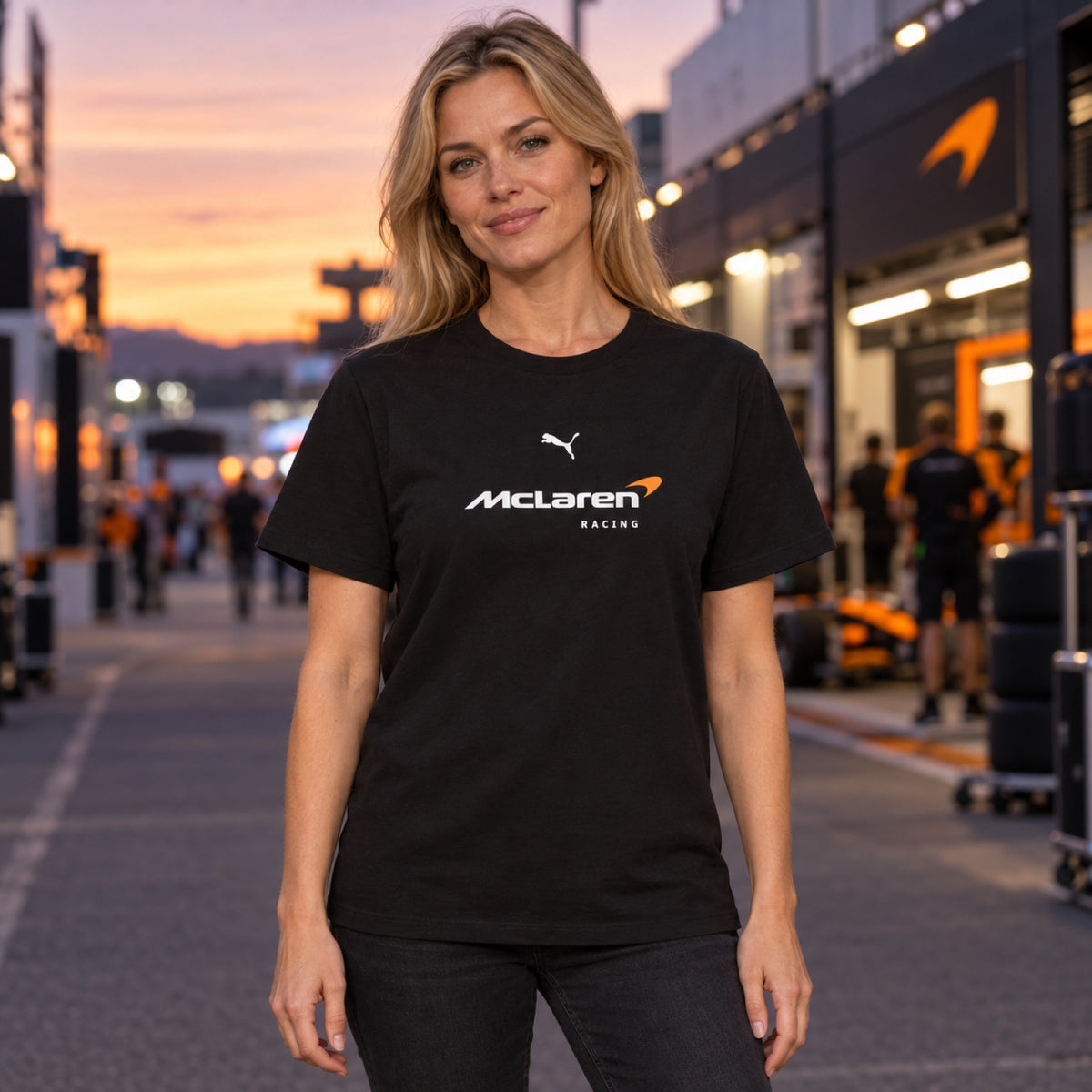 Tricou McLaren F1 cu logo Puma – negru, ediție casual – fotografie ilustrativă (AI)