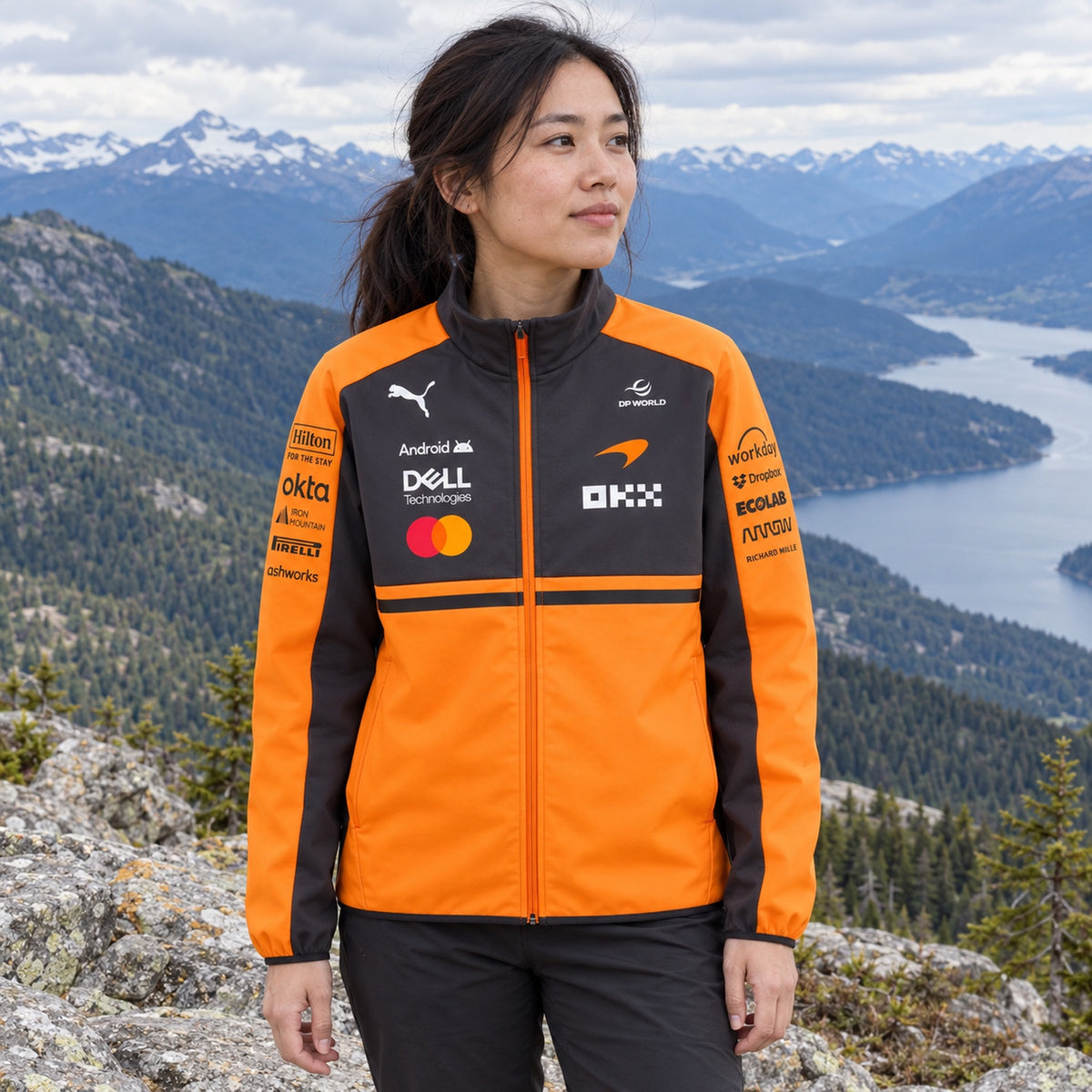 McLaren F1 Team Softshell Jacket 2026 – Orange/Grey – ilustrační foto 2 (AI)