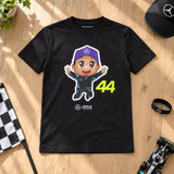 Tricou pentru copii Lewis Hamilton Mercedes-AMG F1 – negru – 152 cm – fotografie ilustrativă (AI)
