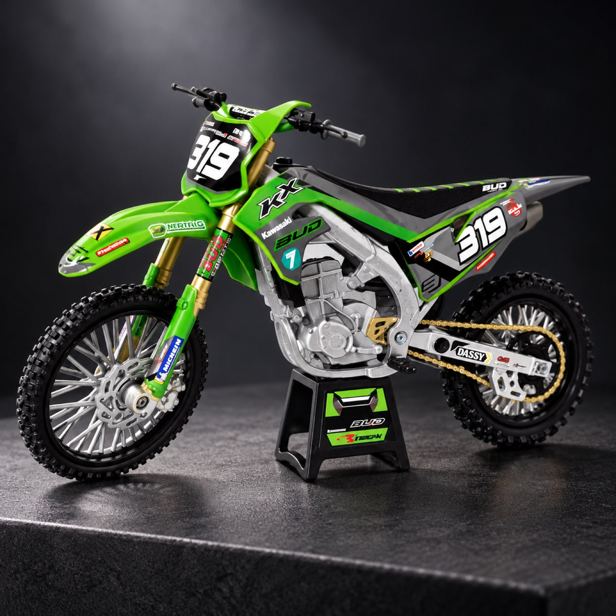 Machetă motocicletă Kawasaki KX450 Q.M.Prugnieres – fotografie ilustrativă (AI)