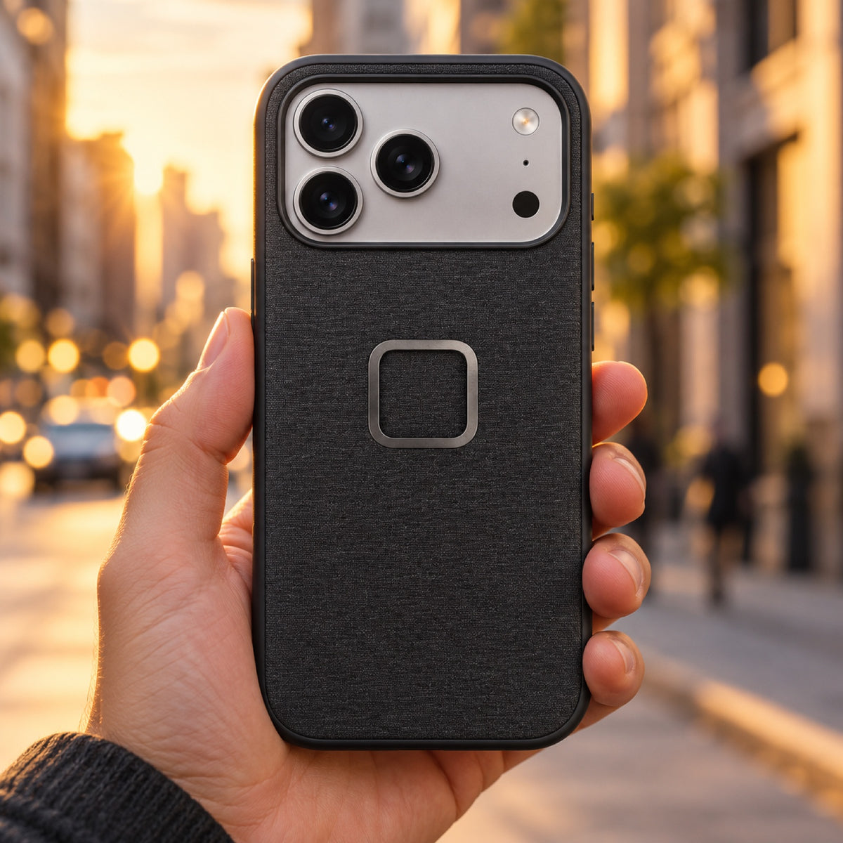 Peak Design Everyday Fabric Case – iPhone 17 Pro – Charcoal – fotografie ilustrativă (AI)