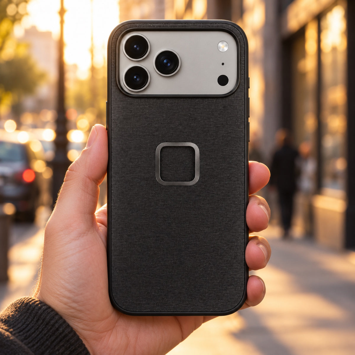 Peak Design Everyday Fabric Case – iPhone 17 Pro Max – Charcoal – fotografie ilustrativă (AI)