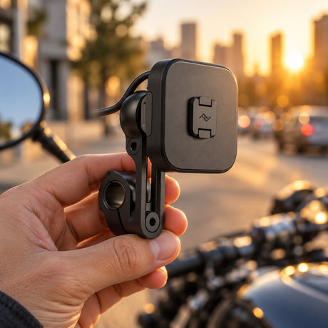 Peak Design Motorcycle Mount Mirror Mount Charging – Black – fotografie ilustrativă (AI)