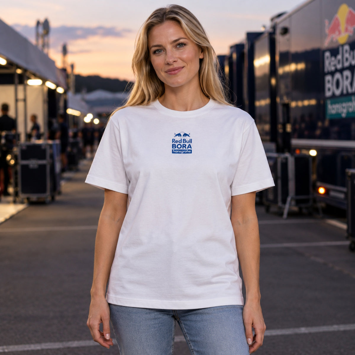 Red Bull Bora Hansgrohe Casual T-Shirt – White, ICONS Edition – illustrative photo (AI)