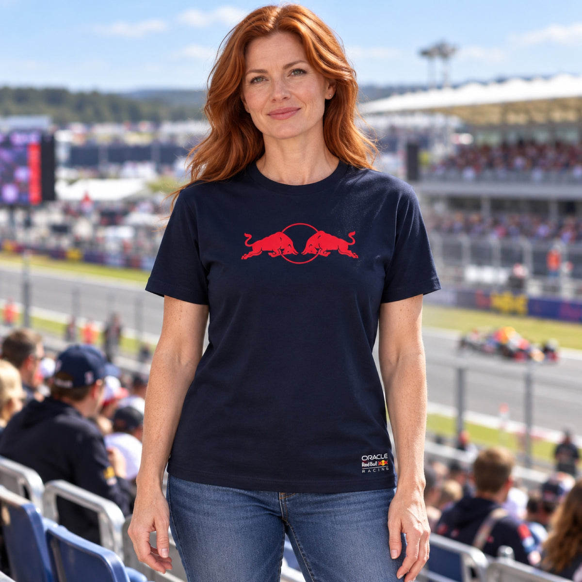 Tricou Oracle Red Bull Racing ediția SPARK cu logo – bleumarin – fotografie ilustrativă (AI)