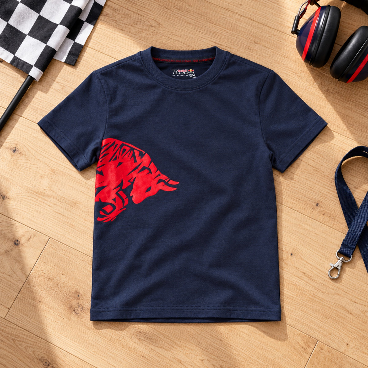Red Bull Ring Kids' Adrenaline T-Shirt – Blue – 128 cm – illustrative photo (AI)