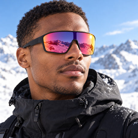 Ochelari de soare Red Bull Spect DAFT – negri, lentile albastru-roșii – fotografie ilustrativă (AI)