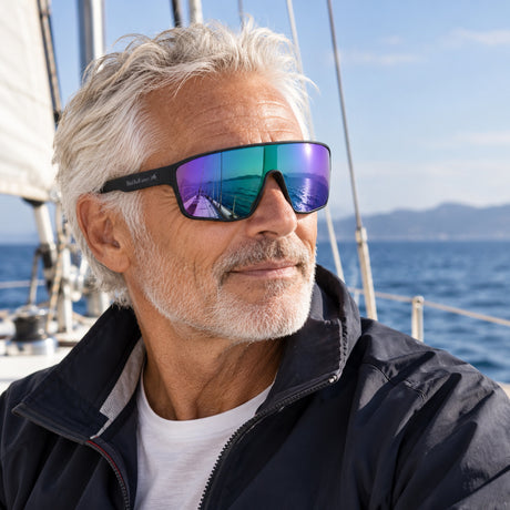 Ochelari de soare Red Bull Spect DAFT – negri, lentile mov – fotografie ilustrativă (AI)