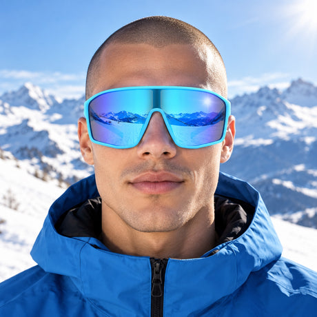 Ochelari de soare Red Bull Spect DAFT – bleu deschis cu lentile albastre – fotografie ilustrativă (AI)