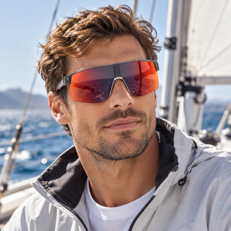 Ochelari de soare Red Bull Spect DAKOTA – gri cu lentile mov – fotografie ilustrativă (AI)