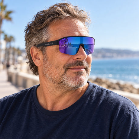 Ochelari de soare Red Bull Spect DUNDEE – negri, lentile mov-albastre – fotografie ilustrativă (AI)