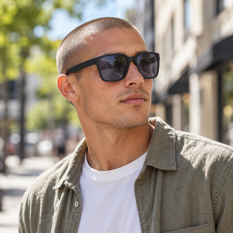 Ochelari de soare Red Bull Spect ELIOT – negri cu lentile fumurii – fotografie ilustrativă (AI)