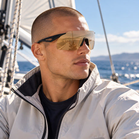 Ochelari de soare Red Bull Spect GABE – negri cu lentile maro – fotografie ilustrativă (AI)