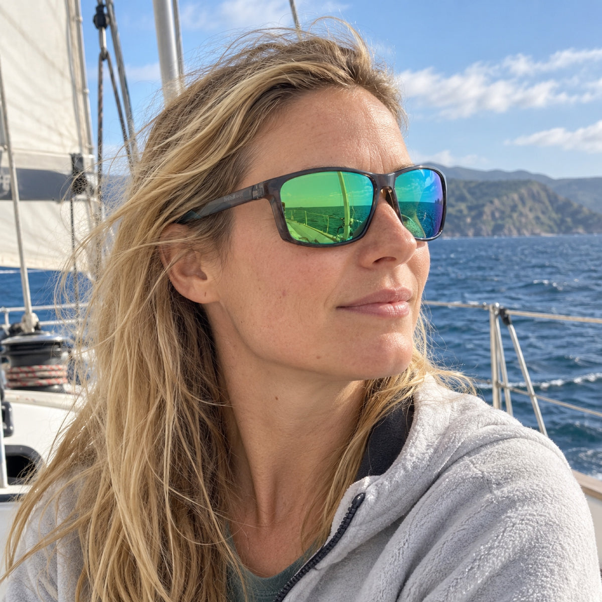 Red Bull Spect RAZE Sunglasses – Grey with Green Lenses – ilustrační foto (AI)