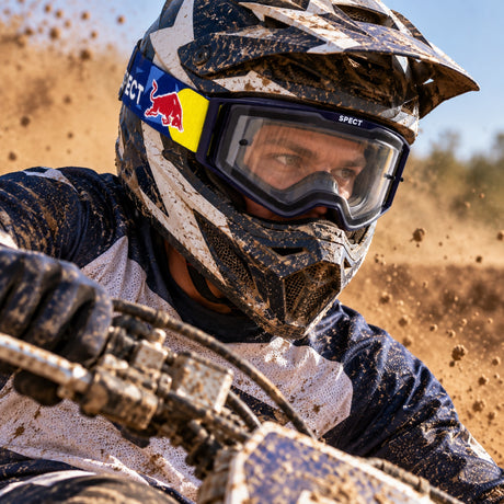 Ochelari de motocros Red Bull Spect TORP – albaștri cu lentile transparente – fotografie ilustrativă (AI)