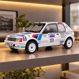 Machetă Solido Peugeot 205 GTI Colin McRae 1:18 – Lombard Rally 1988 – fotografie ilustrativă (AI)