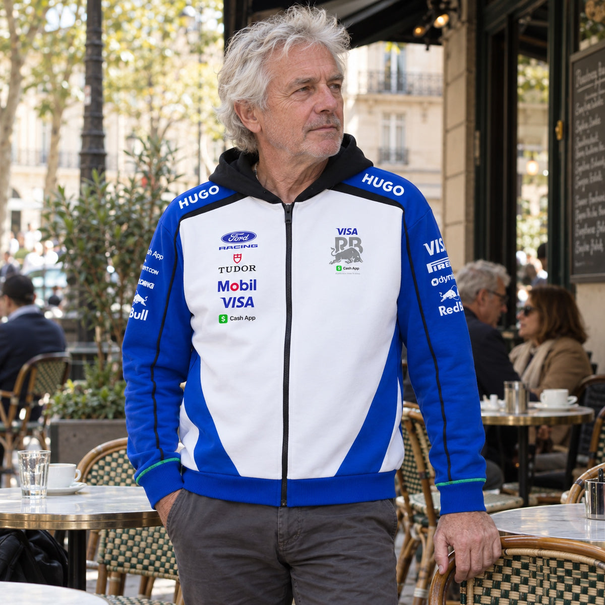 Visa Cash App Racing Bulls Team Zip Hoodie with Sponsor Logos – Team Edition – ilustrační foto (AI)