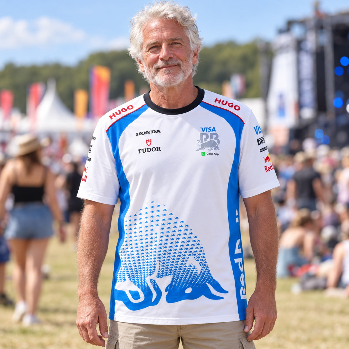 Tricou de echipă Visa Cash App RB cu logo-urile sponsorilor – fotografie ilustrativă (AI)