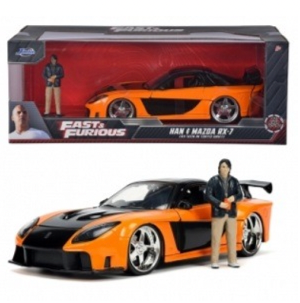 Machetă Fast & Furious Mazda RX-7 Tokyo Drift 1:24 cu figurină