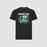 Tricou pentru copii Mercedes AMG Petronas F1 Lewis Hamilton #44 negru