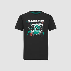 Tricou pentru copii Mercedes AMG Petronas F1 Lewis Hamilton #44 negru