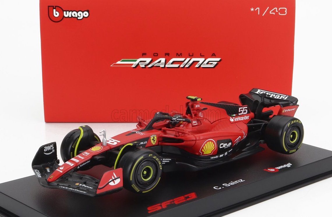 Machetă Scuderia Ferrari SF-23 Bburago #55 Carlos Sainz 2023 1:43 Signature