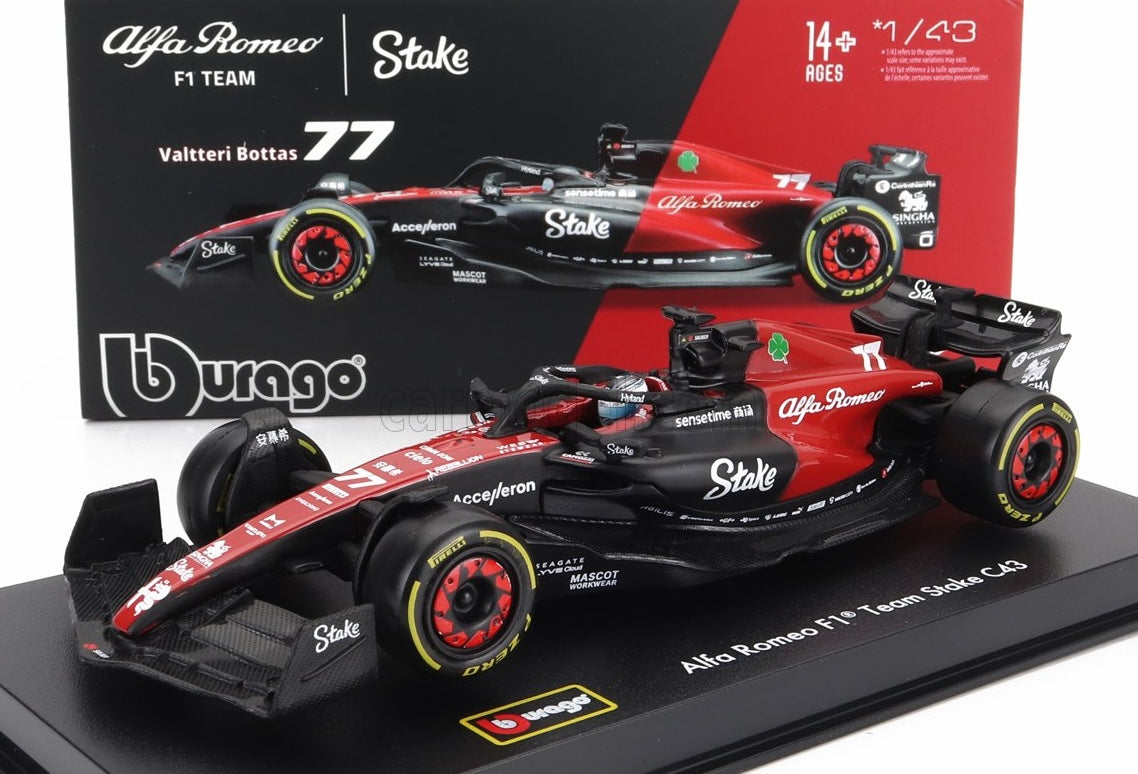 Machetă Alfa Romeo F1 C43 Bburago #77 Valtteri Bottas 2023 1:43 Signature