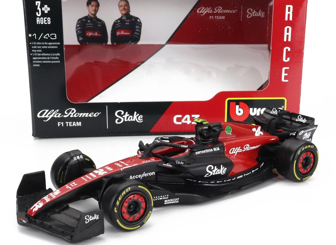 Machetă Alfa Romeo F1 C43 Bburago #24 Guanyu Zhou 2023