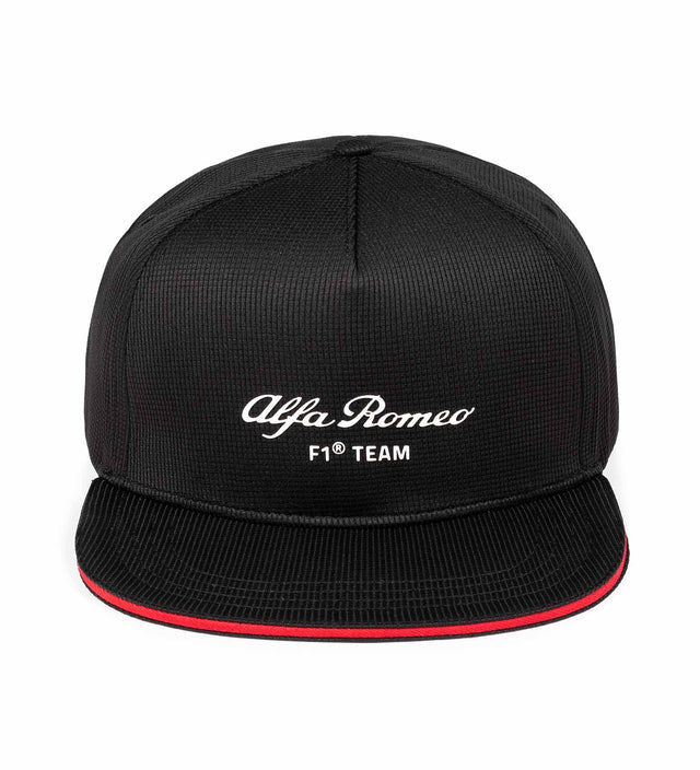 Șapcă de echipă Alfa Romeo F1 Team cu cozoroc drept, neagră