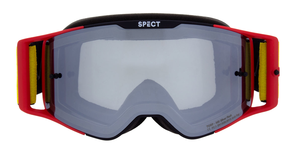 Ochelari de motocros Red Bull Spect TORP negru-roșii cu lentilă fumurie
