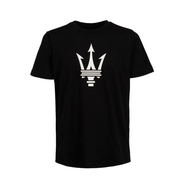 Tricou bărbătesc Maserati cu logo mare al tridentului, negru