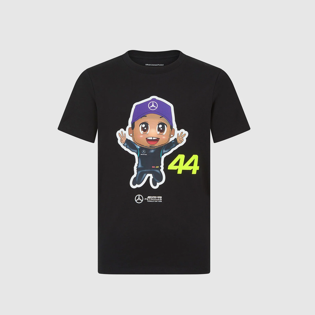 Tricou pentru copii Lewis Hamilton - Mercedes AMG F1 negru - 152 CM