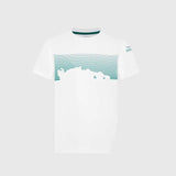 Tricou pentru fani pentru copii Aston Martin F1 Team GRAPHIC alb - 152 CM