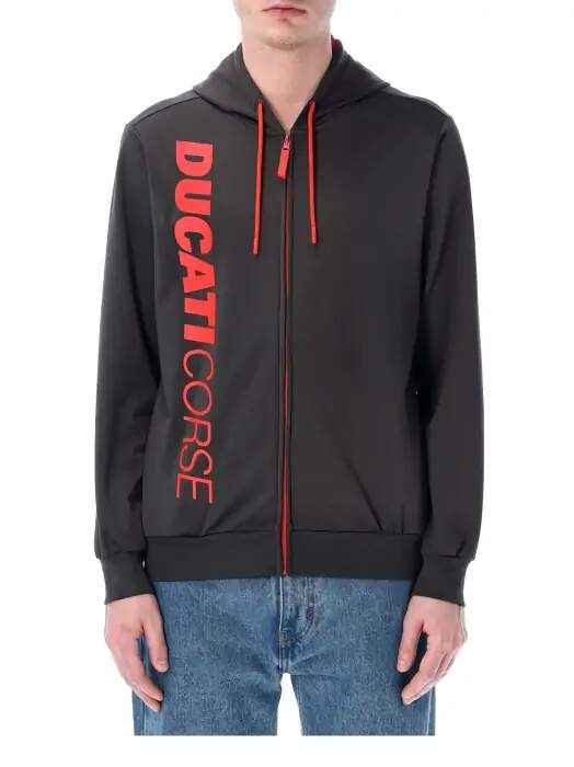 Hanorac pentru fani Ducati Corse gri închis cu logo