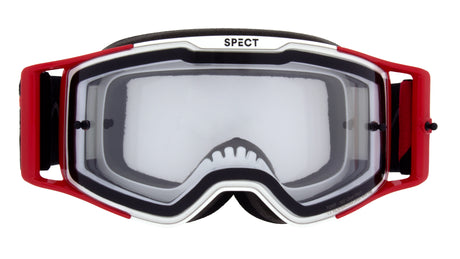 Ochelari de motocros Red Bull Spect TORP alb-roșii cu lentilă transparentă
