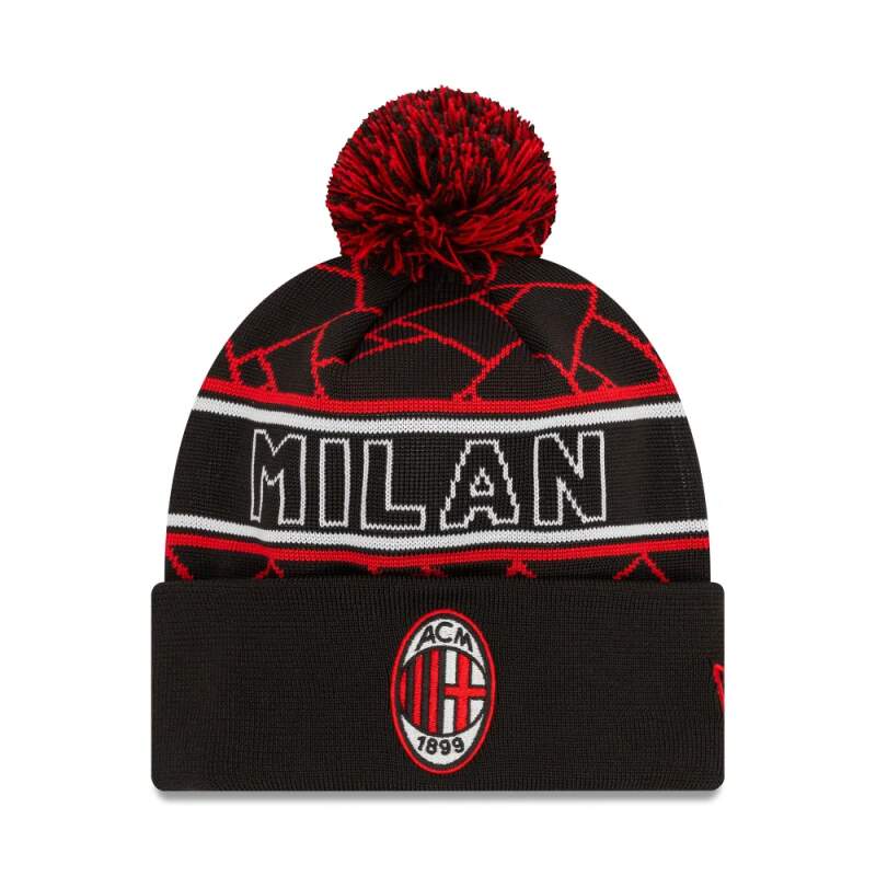 Căciulă de iarnă AC MILAN vintage neagră cu ciucure