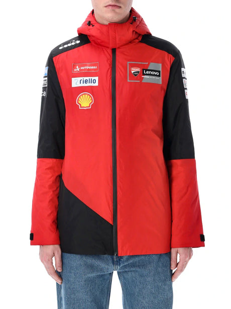 Geacă cu glugă Ducati Lenovo Team cu logo-urile sponsorilor – roșie