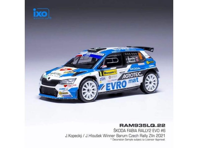 Machetă IXO Škoda Fabia Rally2 EVO, Barum Rallye Zlín, 2021, #6, Kopecký – Hloušek 1:43