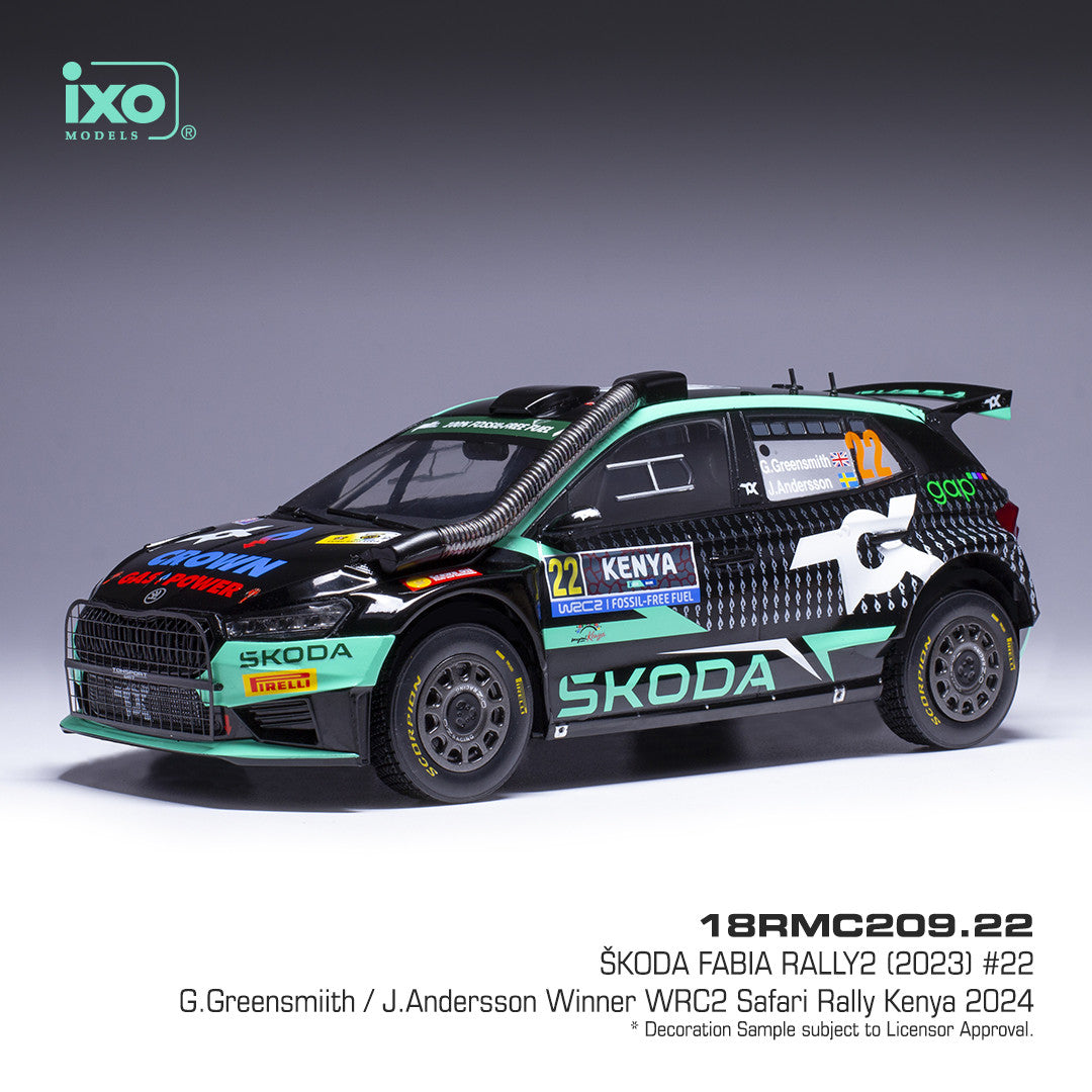 Machetă IXO Škoda Fabia Rally2, WRC, Safari Rallye Kenya, 2024, #22