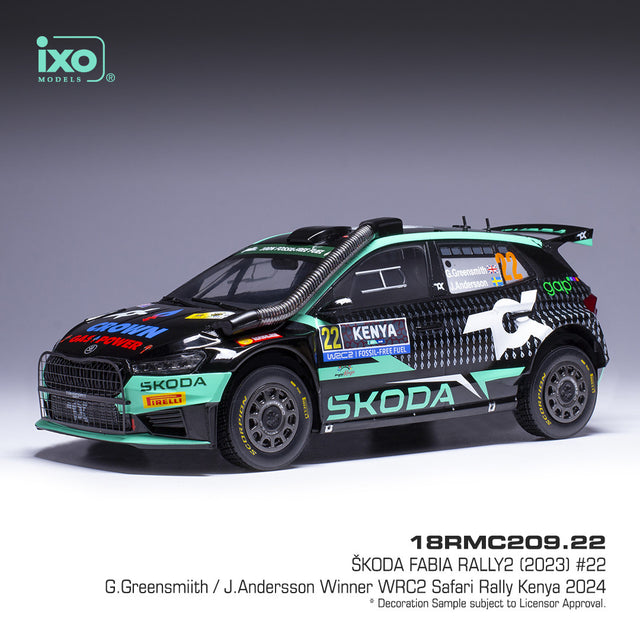 Machetă IXO Škoda Fabia Rally2, WRC, Safari Rallye Kenya, 2024, #22