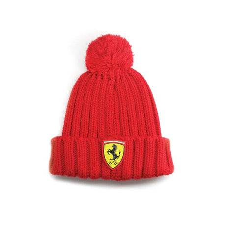 Ferrari kids' winter beanie with pompom and logo