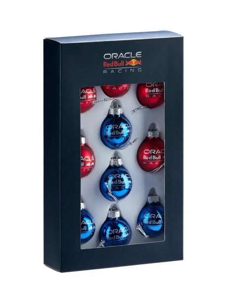 Mini globuri de Crăciun Oracle Red Bull Racing – set de 10