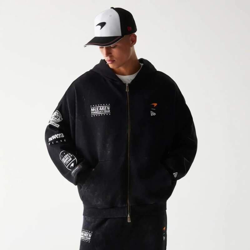 Hanorac casual cu fermoar - McLaren F1 NE GRPHC negru washed