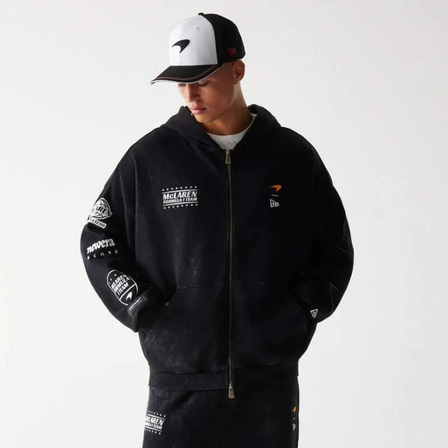 Hanorac casual cu fermoar - McLaren F1 NE GRPHC negru washed