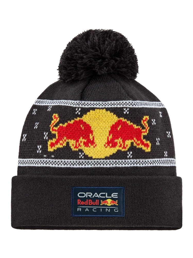 Căciulă cu pompon Oracle Red Bull Racing cu logo – ediție de Crăciun