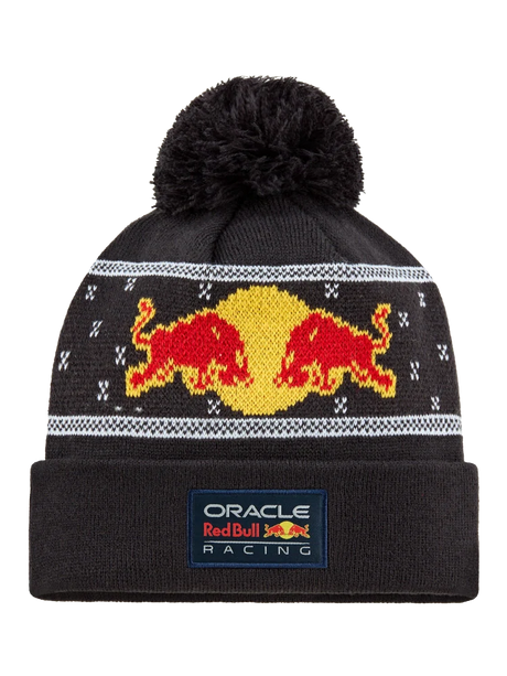 Căciulă cu pompon Oracle Red Bull Racing cu logo – ediție de Crăciun
