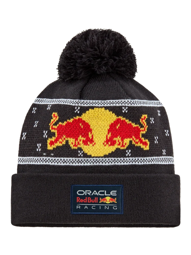 Căciulă cu pompon Oracle Red Bull Racing cu logo – ediție de Crăciun